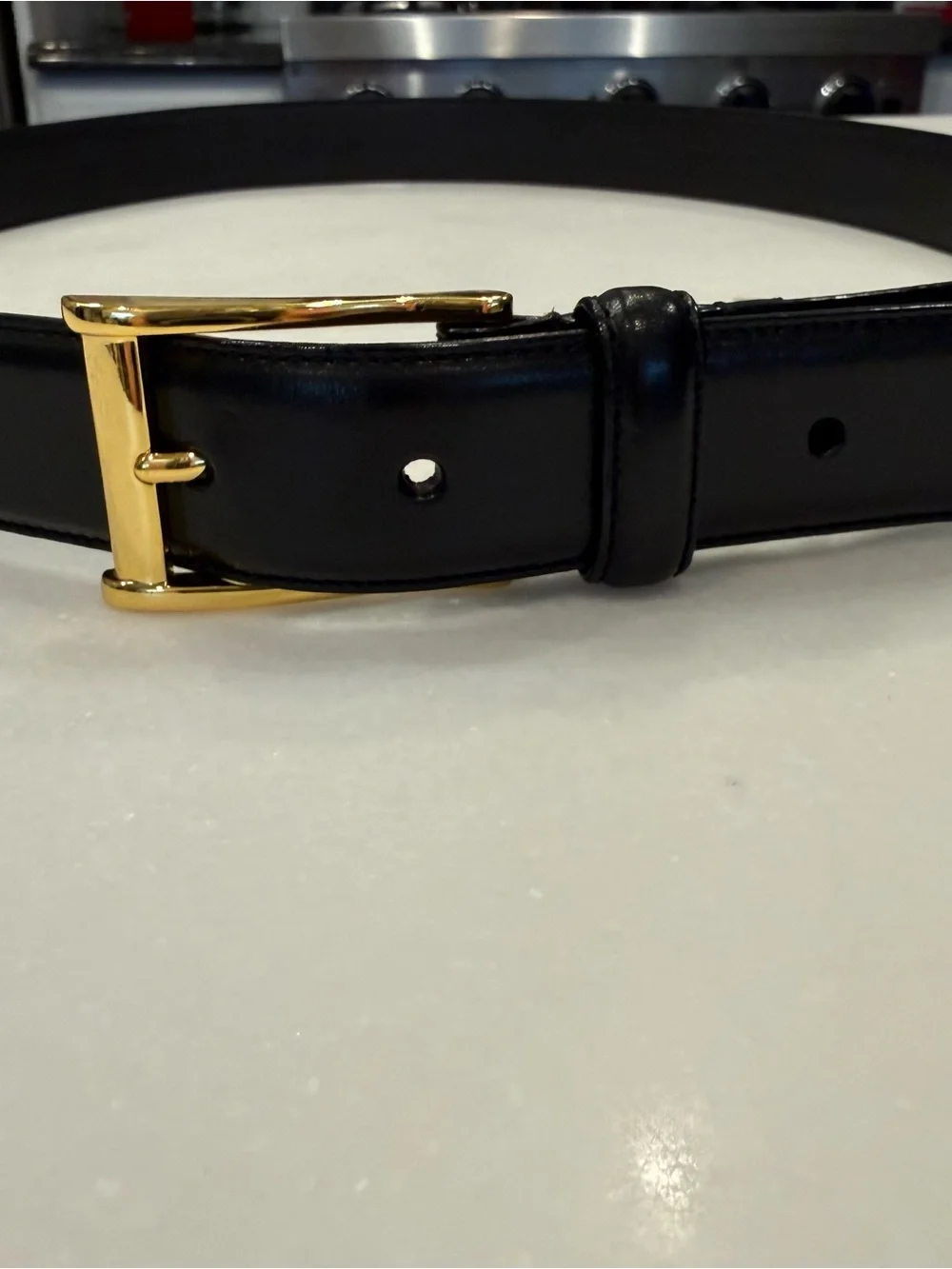 Polo Ralph Lauren Men's Italian Black Leather Belt - Gold Buckle Sz 40 NWT
